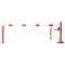 Swing barrier | with bracing tube and | pull rope reinforcement | to be fixed by plugs, hot-dip galvanized and red coated with white reflecting rings | Barrier arm length: 3000 mm | with triangular lock